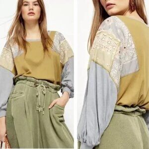 Free People We The Free Feeling It Patch Tee Top Womens Large Slouchy Boho